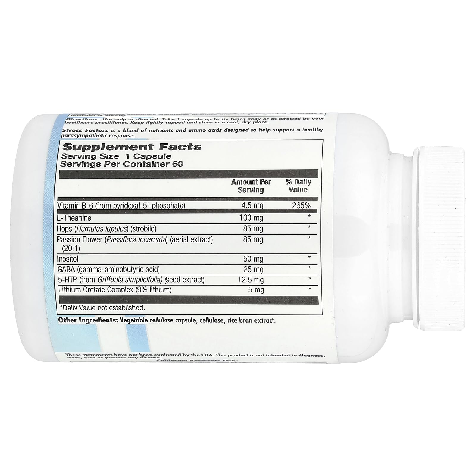 Nutra BioGenesis Stress Factors capsules for daily relaxation and focus