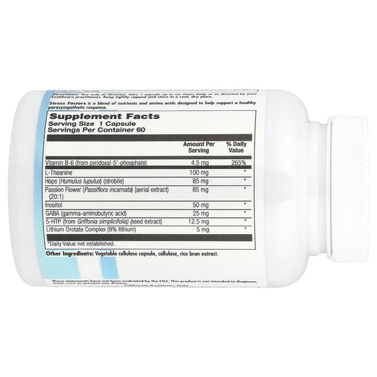 Nutra BioGenesis Stress Factors capsules for daily relaxation and focus
