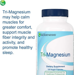 Nutra BioGenesis Tri-Magnesium packaging indicates quality and clear dosage.