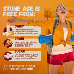 Nutra-Farms Stone Age Protein ingredients list underscores clean sourcing and paleo-friendly formula.