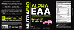 NutraBio Alpha EAA ashwagandha capsule highlights stress support.