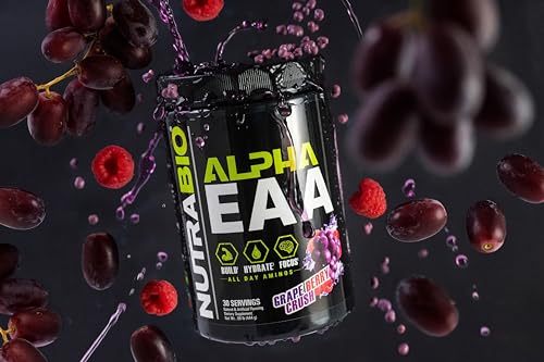 NutraBio Alpha EAA labeled-back view communicates allergen-free and transparent details