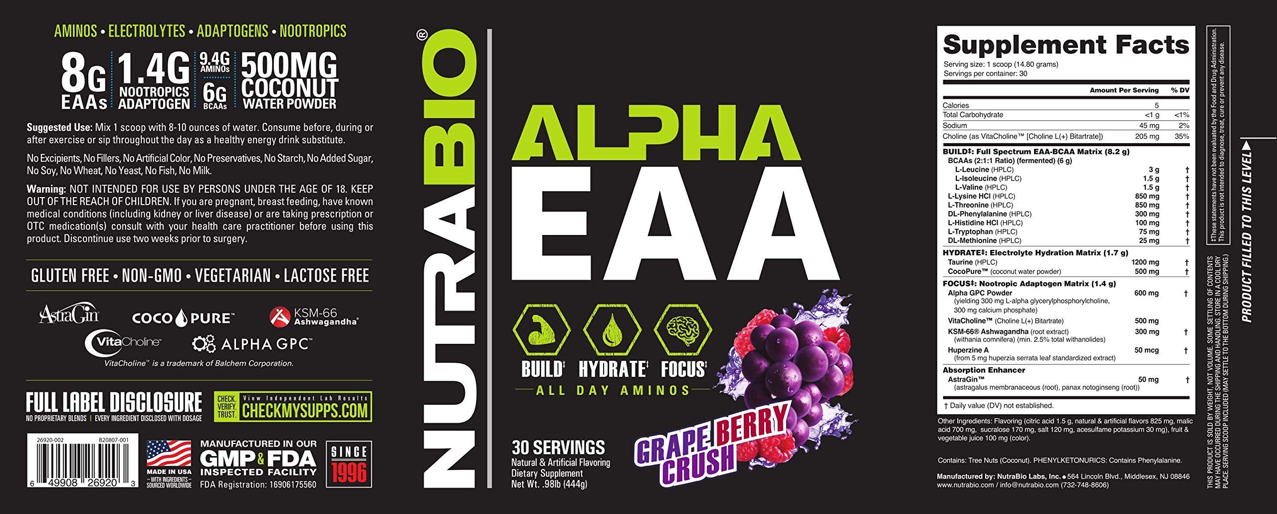 NutraBio Alpha EAA mixer dissolves powder into a refreshing drink