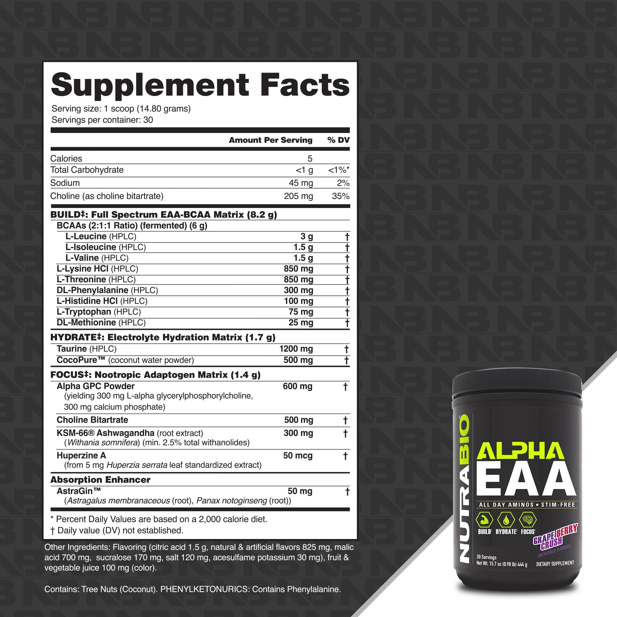 NutraBio Alpha EAA shake in glass, grape berry crush flavor hydrates during training