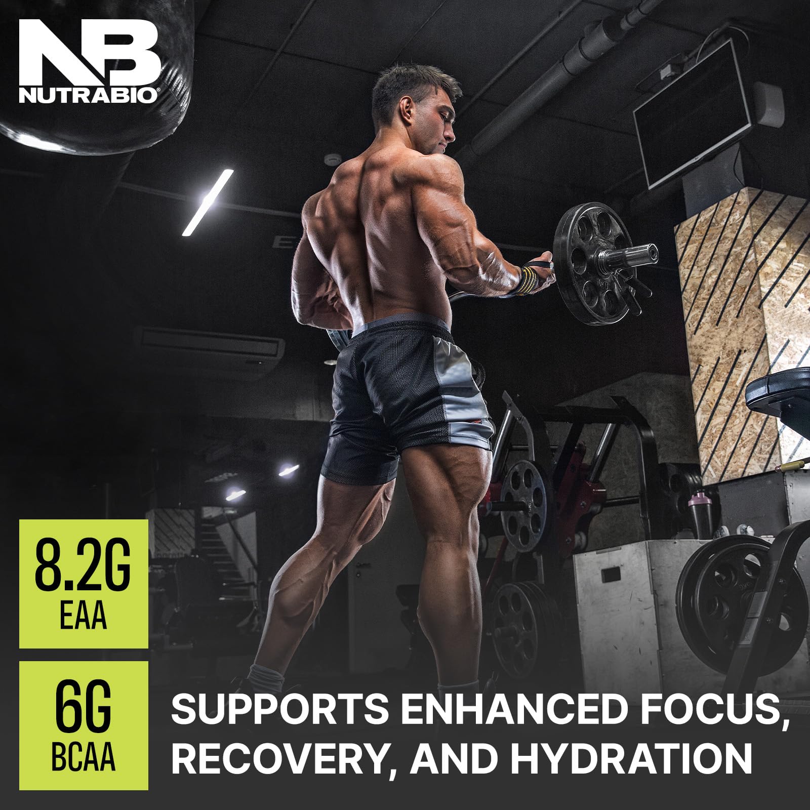 NutraBio Alpha EAA with Ashwagandha and choline for focus.