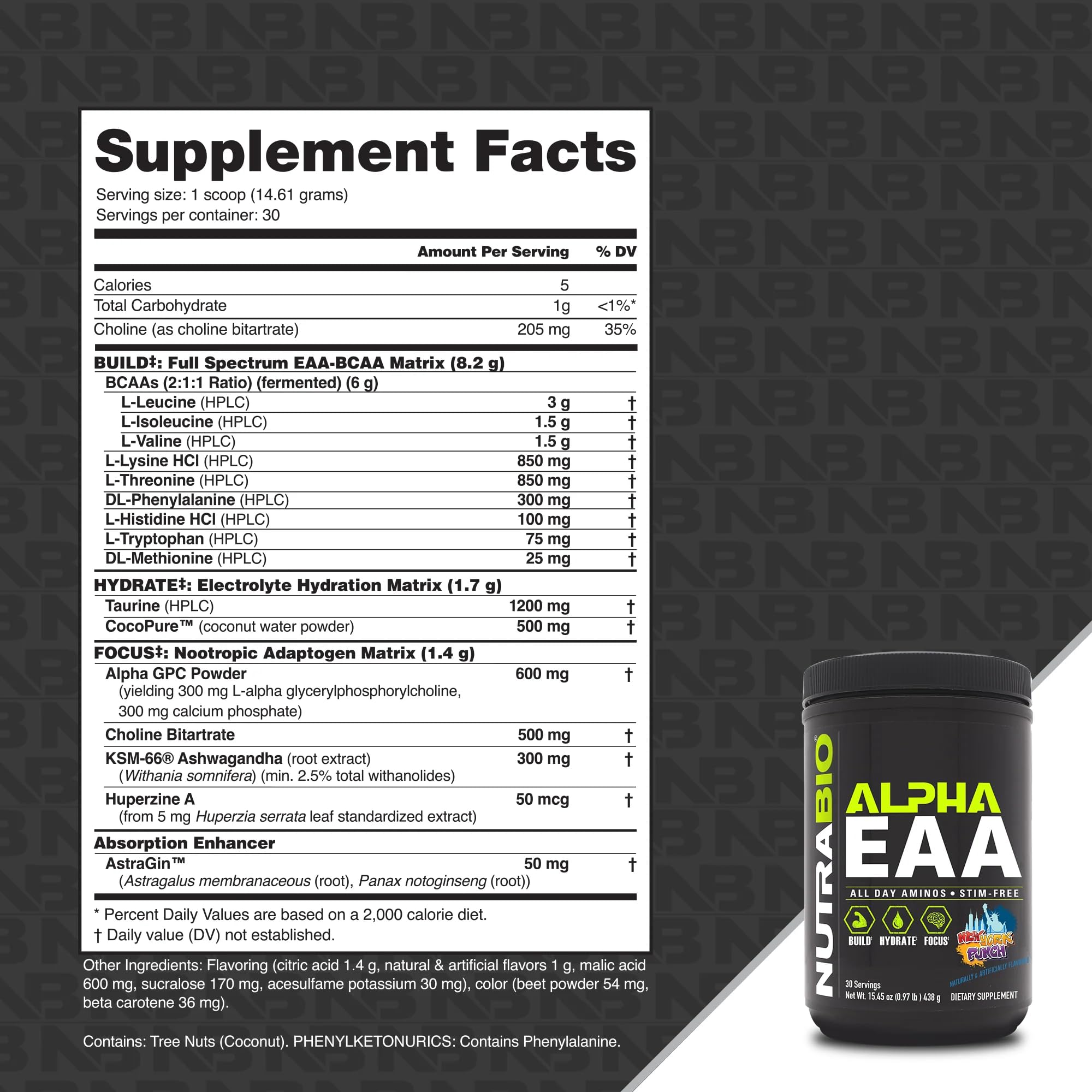 NutraBio Alpha EAA powder in glass demonstrates easy mixability with water.
