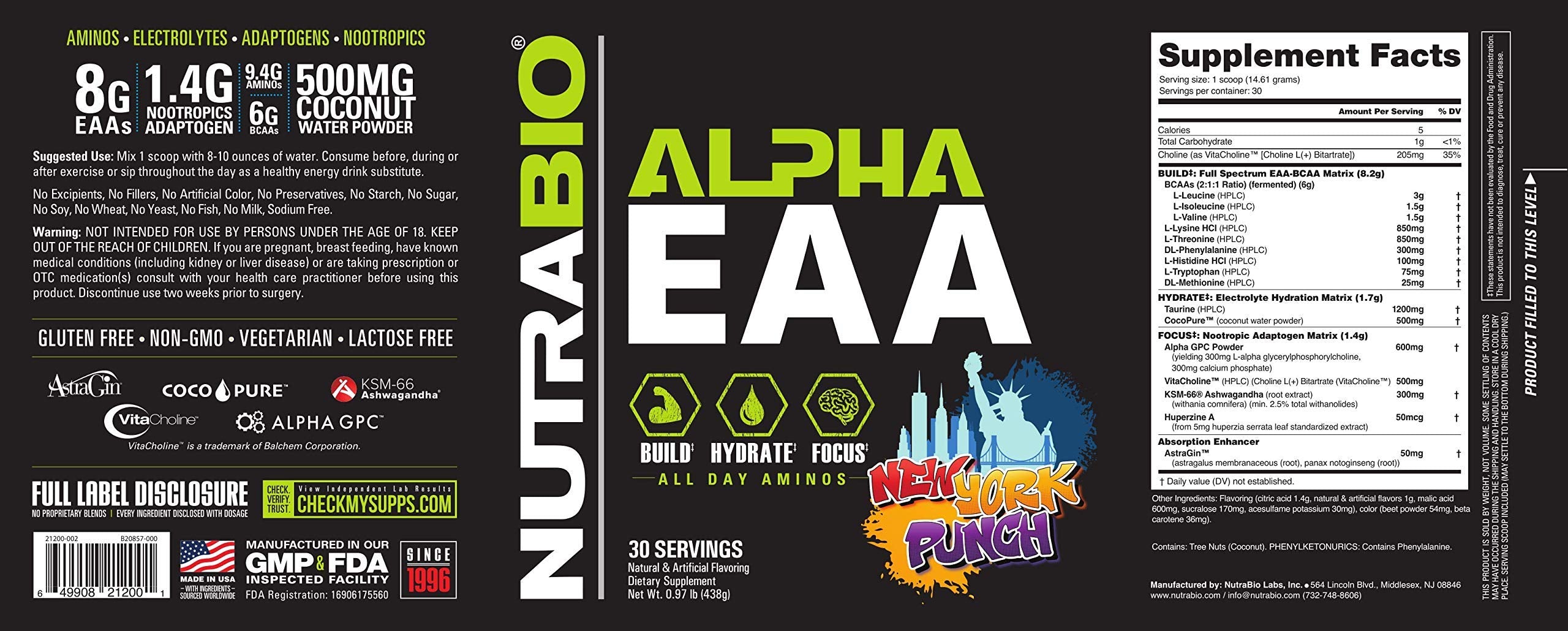 NutraBio Alpha EAA powder in shaker ready for hydration during workouts.