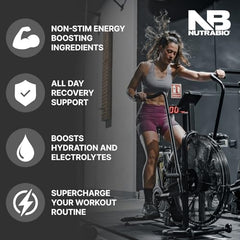 NutraBio Alpha EAA vegan BCAA blend emphasizes recovery potential.
