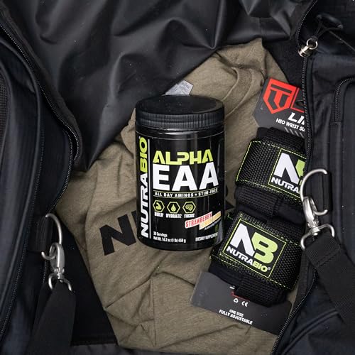 NutraBio Alpha EAA box highlights 30 servings and vegan formula.
