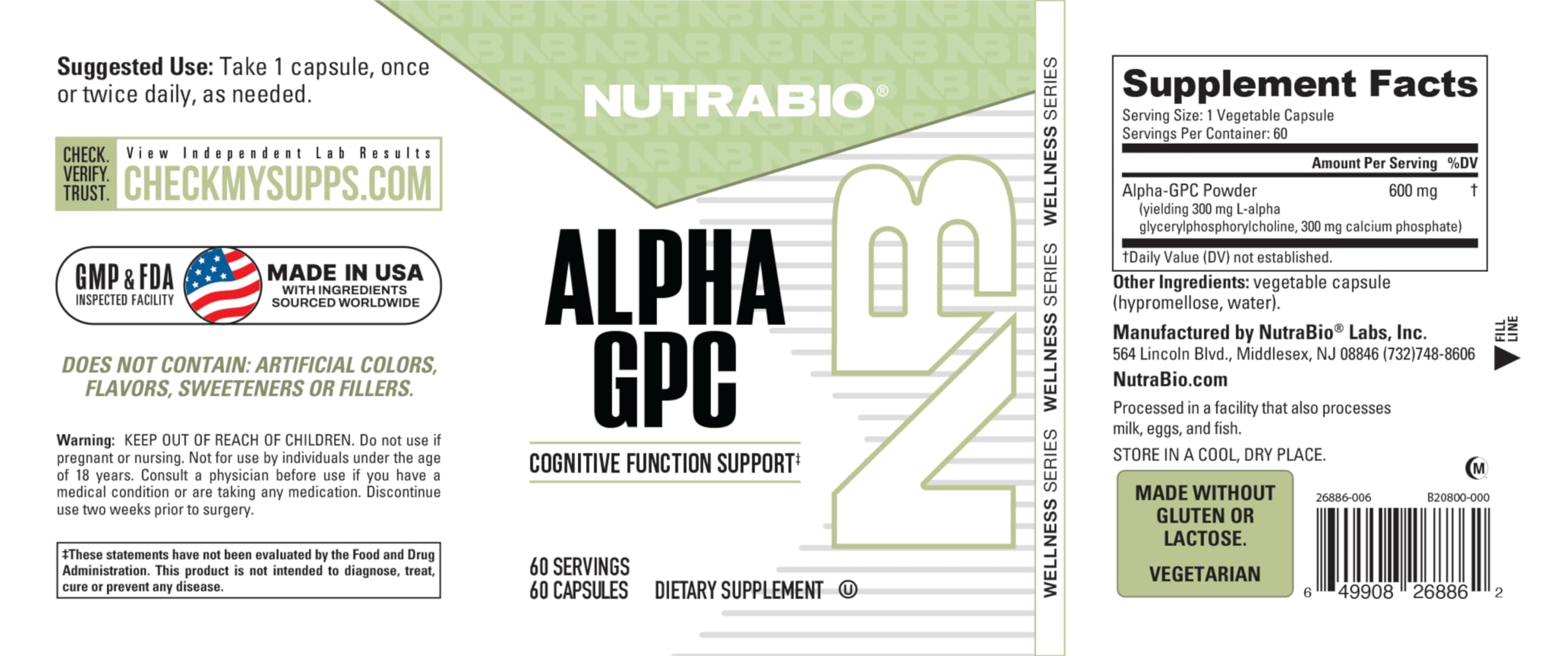 NutraBio Alpha GPC daily capsules on a clean setup for mental clarity
