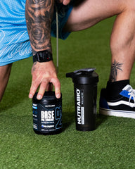 NutraBio Base Pre-Workout hydration bottle emphasizes electrolytes.