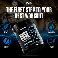 NutraBio Base Pre-Workout powder dissolves clearly in water.