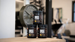 NutraBio Base Pre-Workout packaging on shelf signals ready-to-use performance support.
