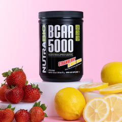 NutraBio BCAA 5000 plant-based fermentation close-up highlighting clean ingredient sourcing.