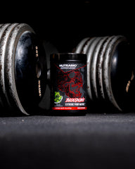 NutraBio Bloodline mixing powder with water for an efficient pre-workout routine