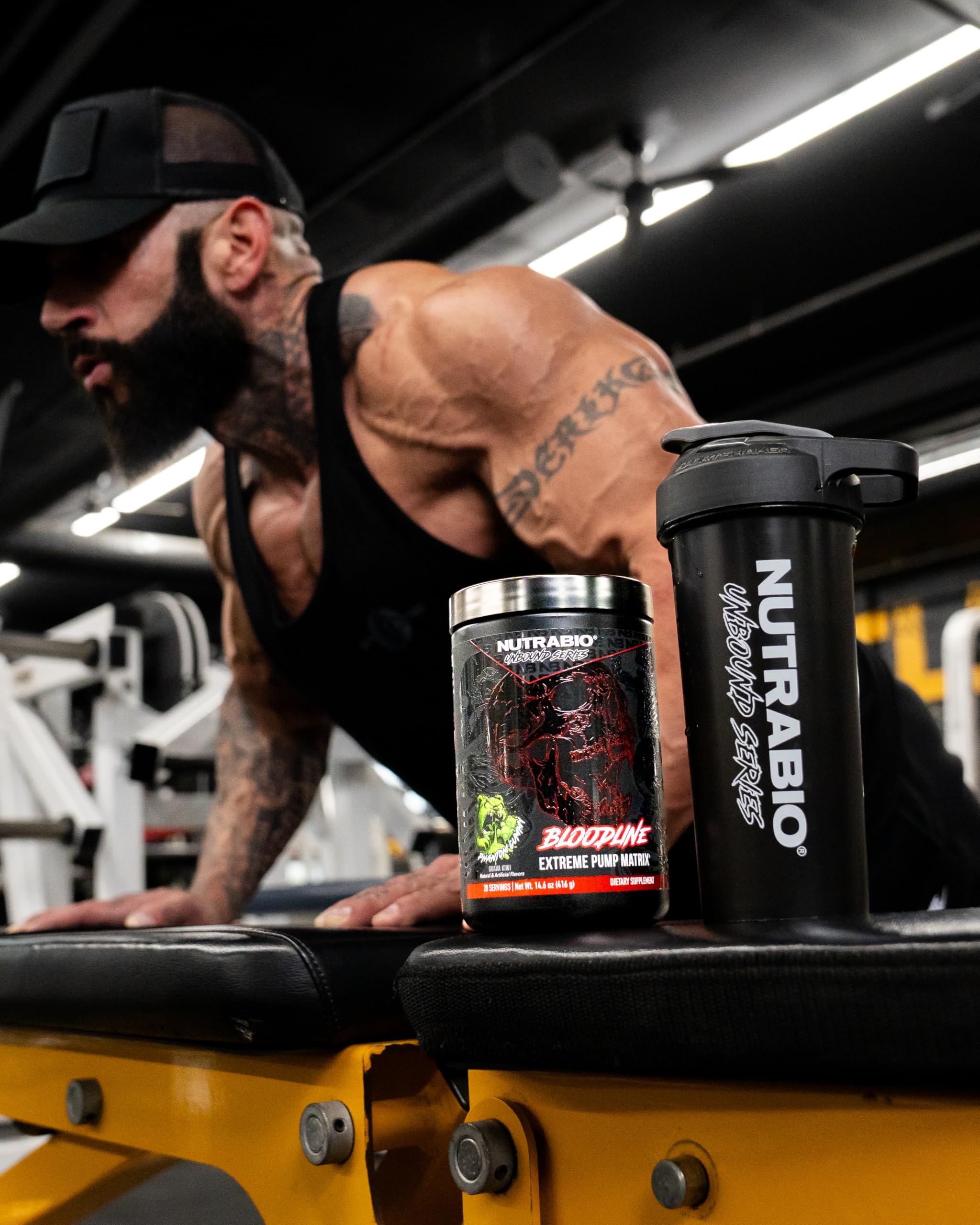 NutraBio Bloodline packaging hero shows clean, stimulant-free pump support