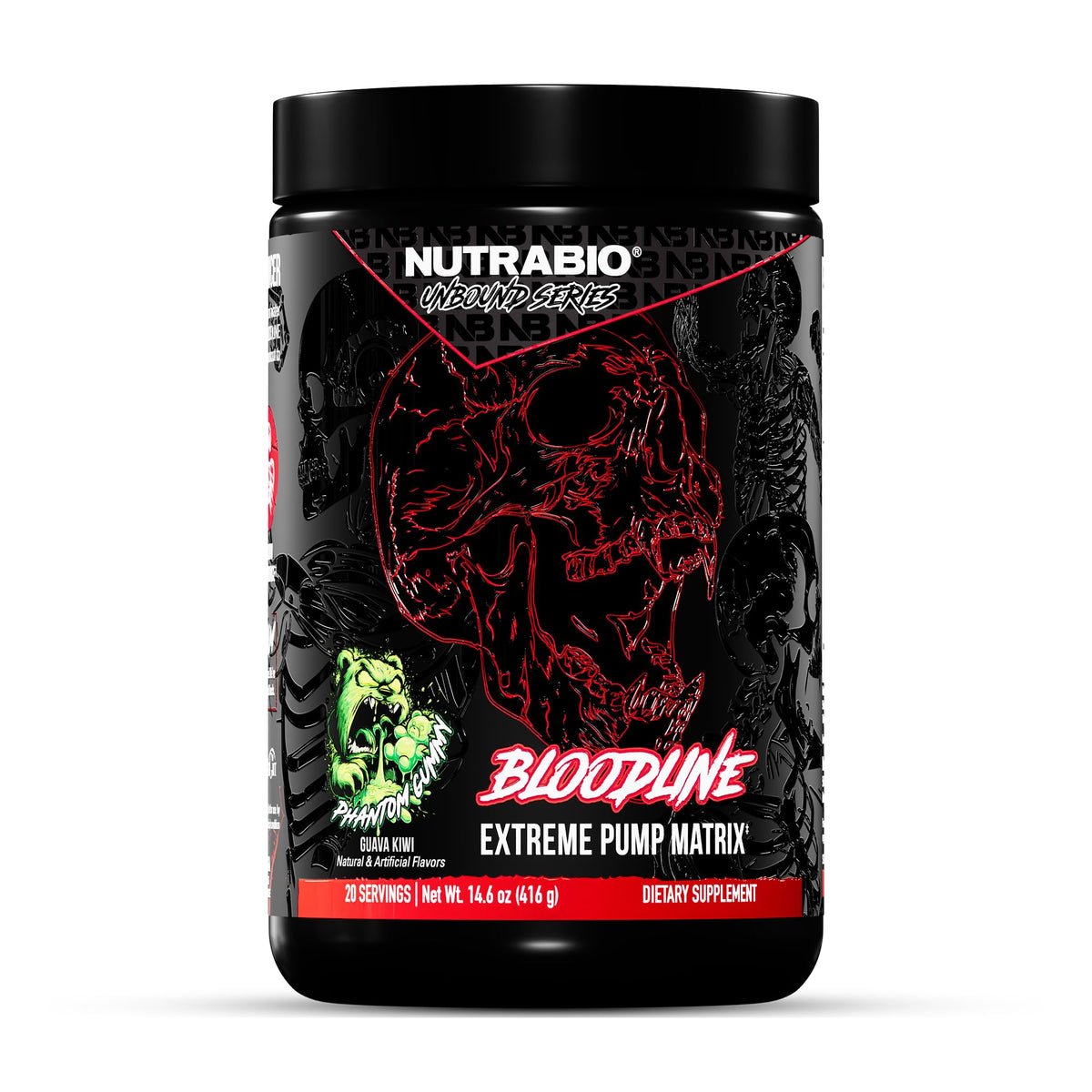 NutraBio Bloodline Pump Matrix scoop ready to mix for a powerful gym session