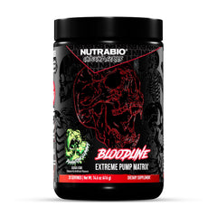 NutraBio Bloodline Pump Matrix scoop ready to mix for a powerful gym session