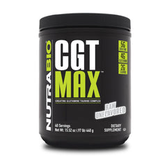 NutraBio CGT-MAX bottle with clear labeling for precise pre- or post-workout use.