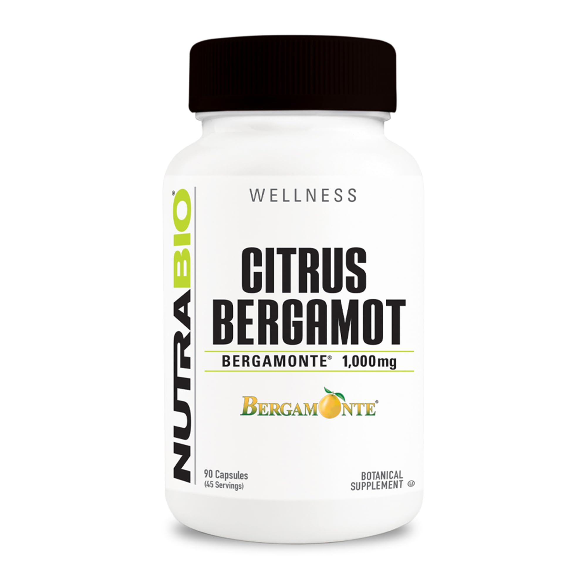 NutraBio Citrus Bergamot Bergamonte bottle showing packaging for daily wellness