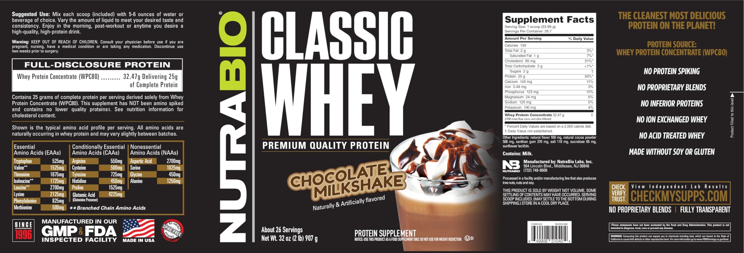 NutraBio Classic Whey in blender bottle, quick shake ready.