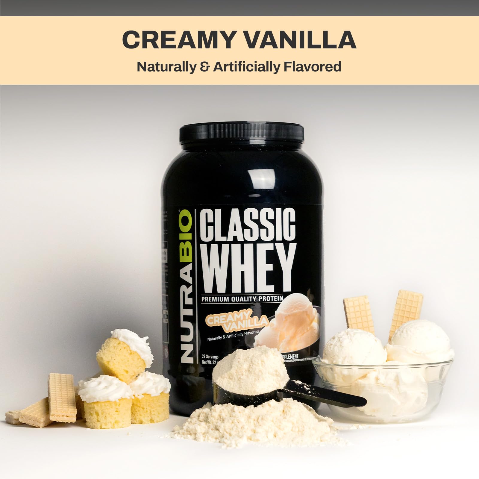 NutraBio Classic Whey mixing bottle demonstrating smooth blending
