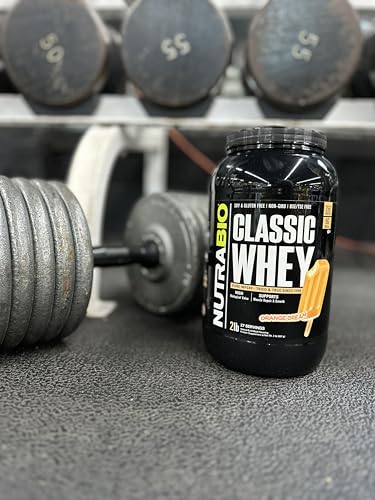 NutraBio Classic Whey Orange Dream shake for morning protein boost.