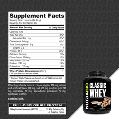 NutraBio Classic Whey Powder serving in shaker for post-workout refreshment.