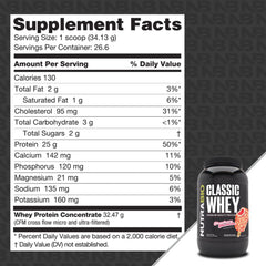 NutraBio Classic Whey nutrition facts highlight amino acid profile.