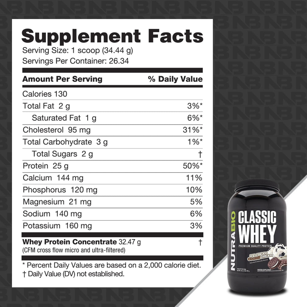 NutraBio Classic Whey protein scoop ensures precise daily protein serving