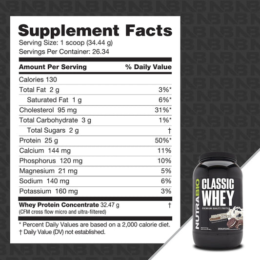 NutraBio Classic Whey protein scoop ensures precise daily protein serving