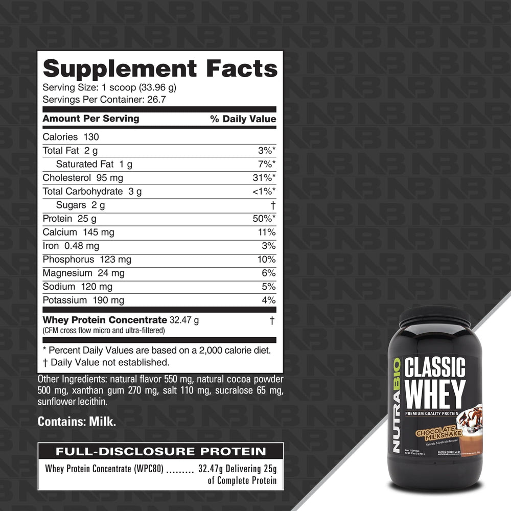 NutraBio Classic Whey shake prepared with water, convenient anytime.