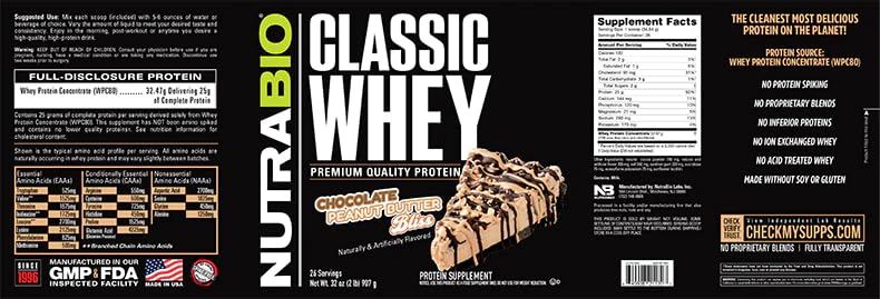 NutraBio Classic Whey third-party testing ensures quality and consistency.