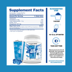 Powder jar of NutraBio Clear Whey shows clean ingredients.