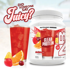 NutraBio Clear Whey Iso 0g lactose text on bottle
