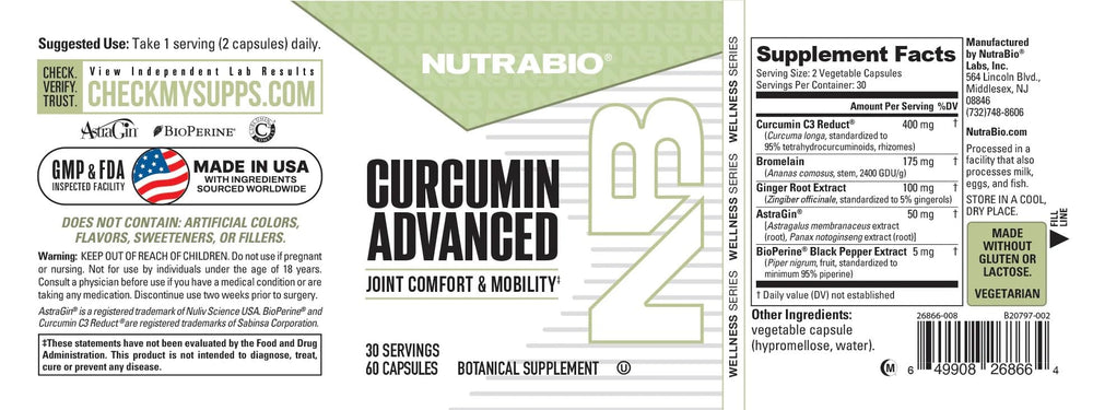 NutraBio Curcumin Advanced illustration of bromelain for digestion