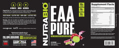 NutraBio EAA Pure powder scoop showing serving size for on-the-go fueling