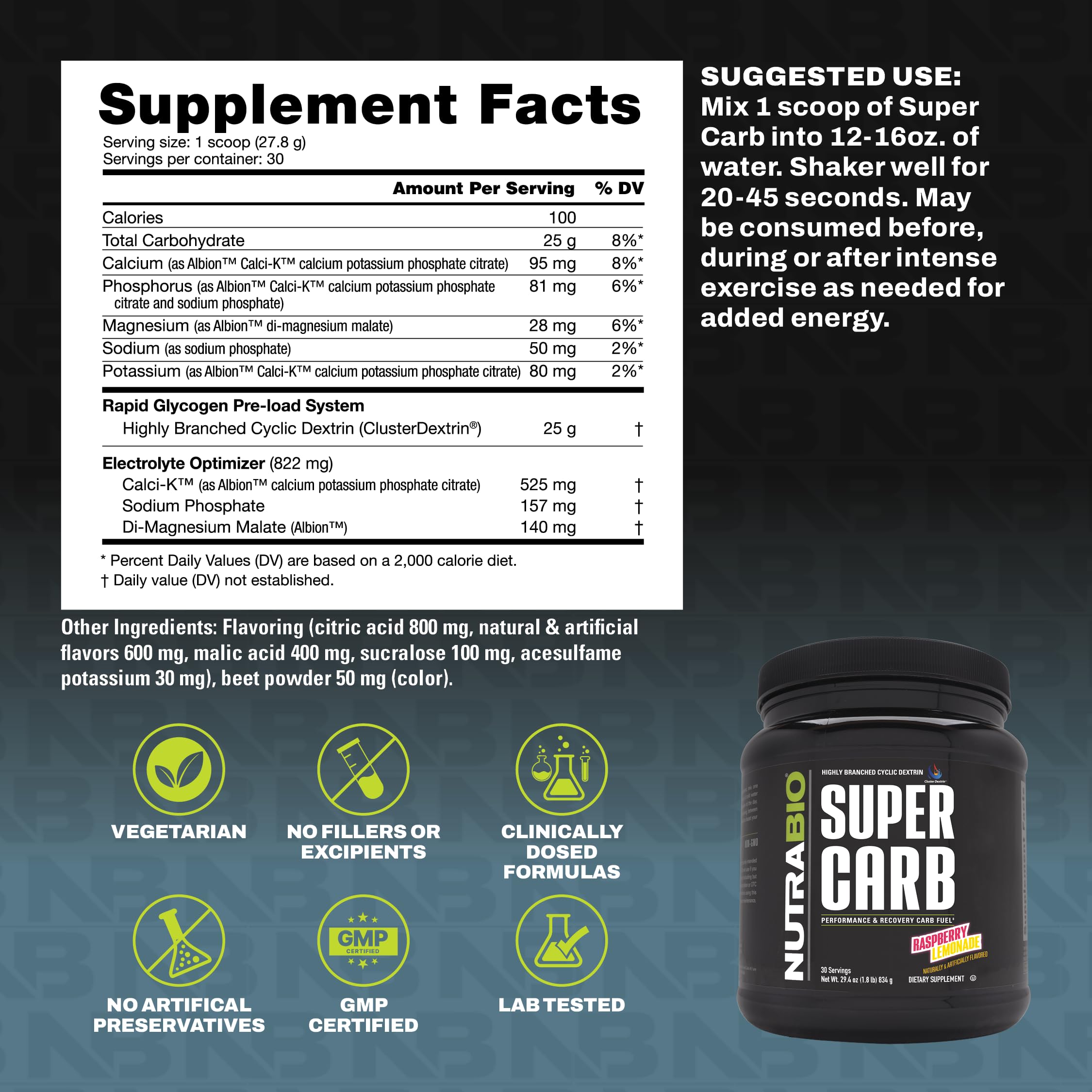 NutraBio electrolyte blend graphic highlights hydration support during training