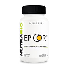 NutraBio Epicor multi-vitamin bottle; supports daily immune and digestive wellness.