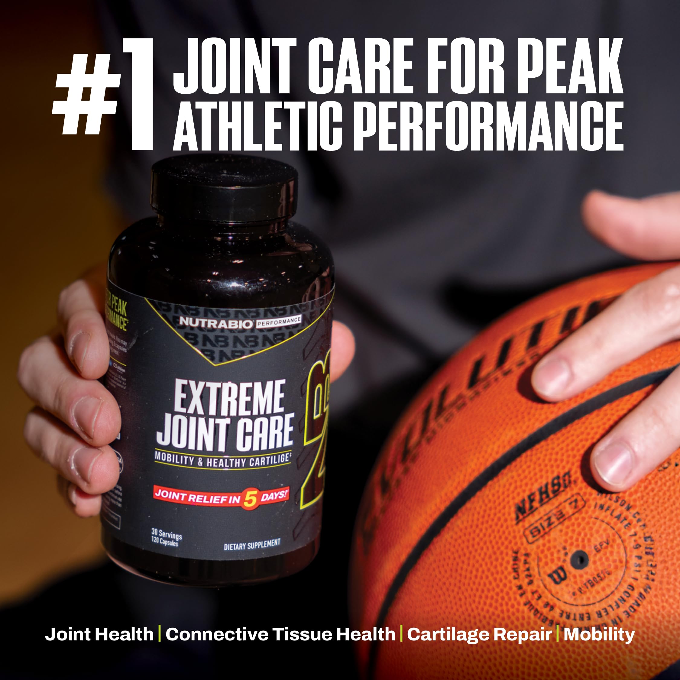 NutraBio Extreme Joint Care bottle on table ready for daily use.
