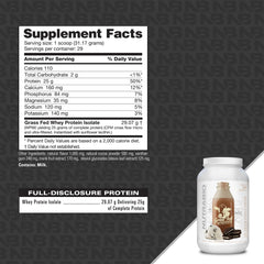 NutraBio Grass Fed Whey Isolate label close-up confirms zero sugars.
