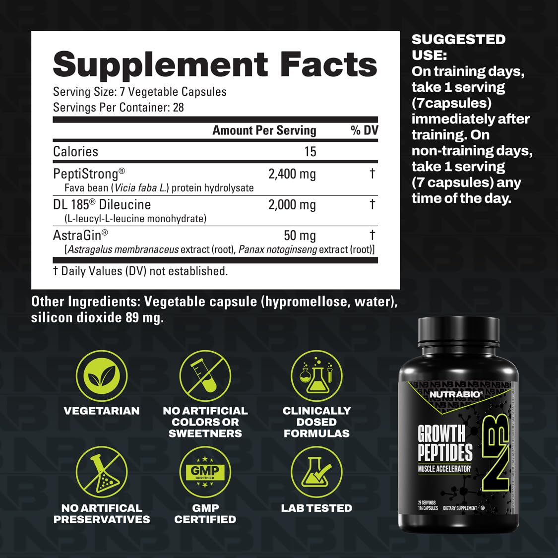NutraBio Growth Peptides athlete during a workout scene implying endurance benefits.