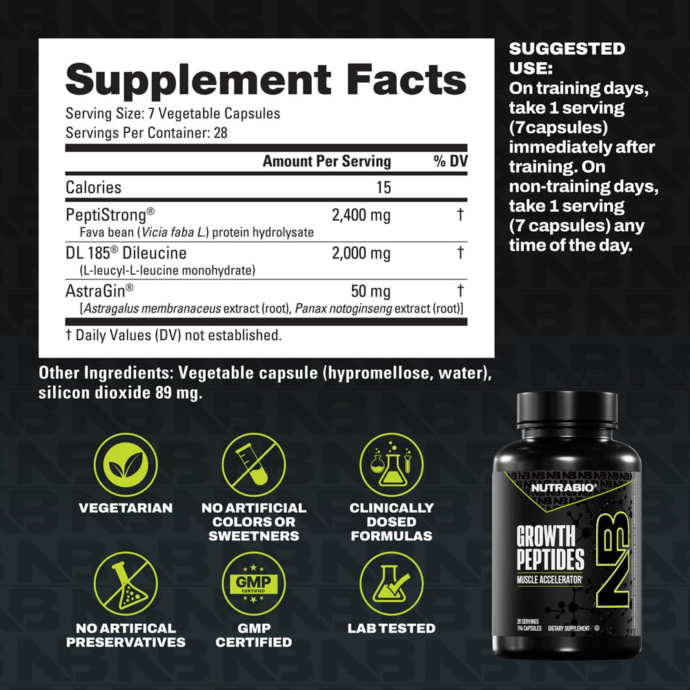 NutraBio Growth Peptides athlete during a workout scene implying endurance benefits.