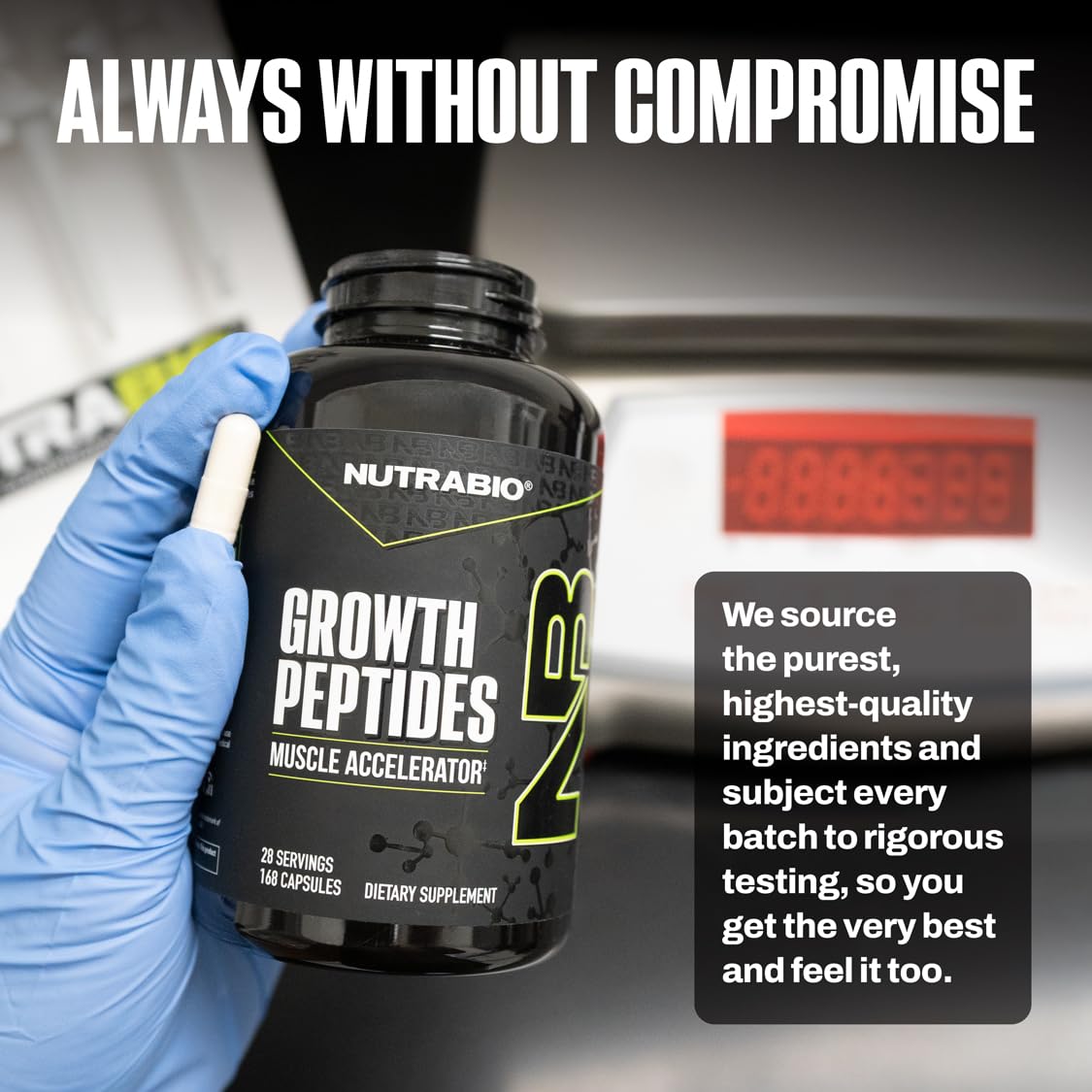 NutraBio Growth Peptides daily-use ritual capturing a simple routine for consistency.