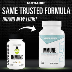 NutraBio Immune Support vegetable capsules ready for active lifestyles.