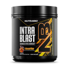 NutraBio Intra Blast bottle label shows essential amino acids for recovery potential