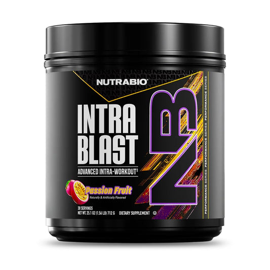 NutraBio Intra Blast bottle pour highlighting hydration during workouts for improved endurance.