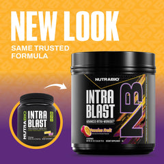 NutraBio Intra Blast powder scoop ready-to-mix for lean muscle support.