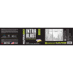 NutraBio Intra Blast serving scoop and glass pour demonstrating easy daily hydration.