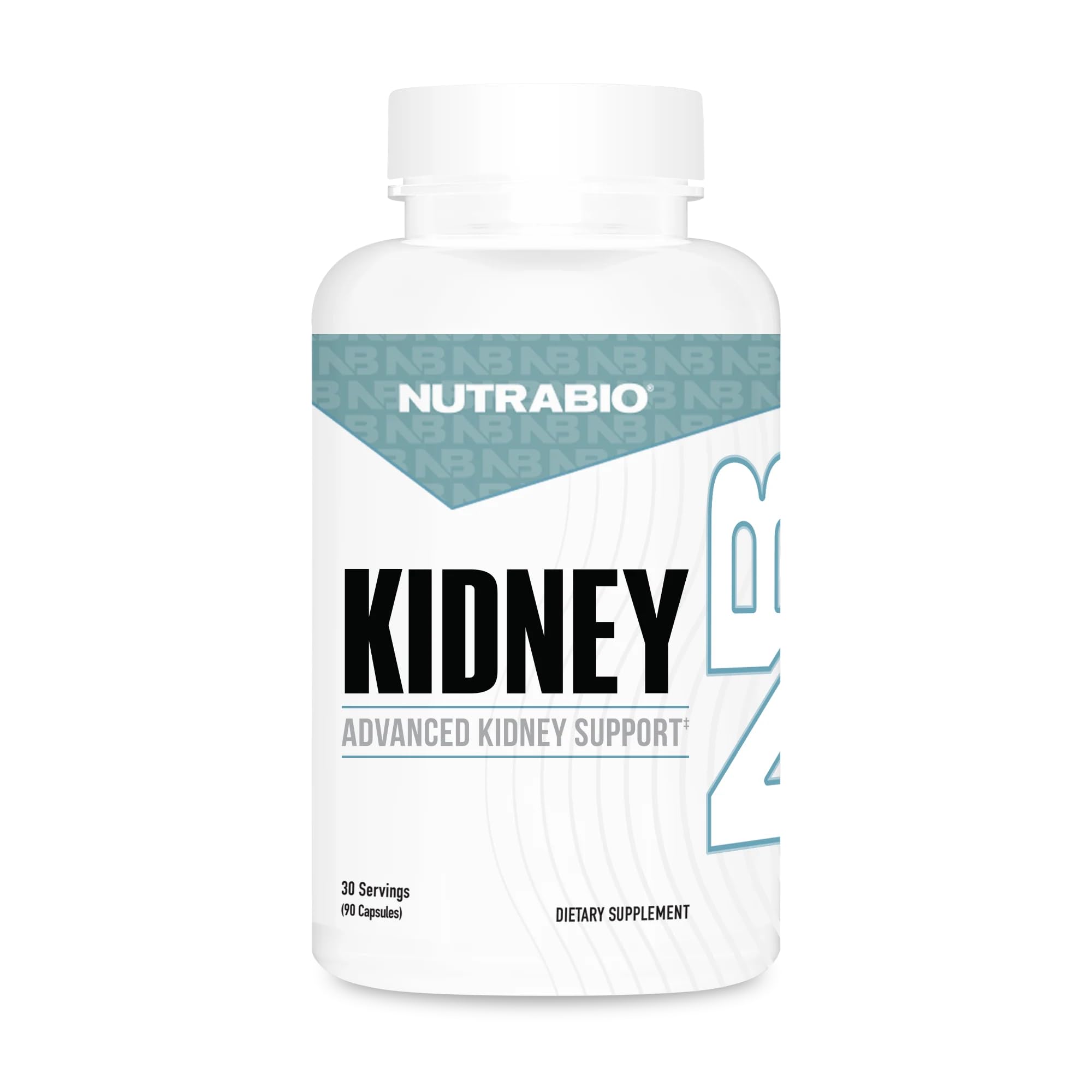 NutraBio Kidney Support bottle front with 90 capsules, ideal for daily detox routines
